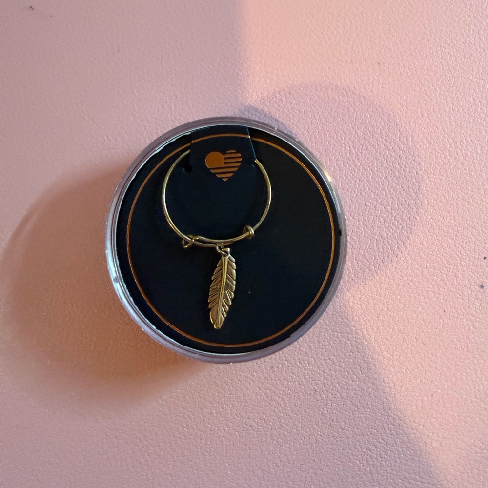 Alex and Ani Gold Feather Charm Earring